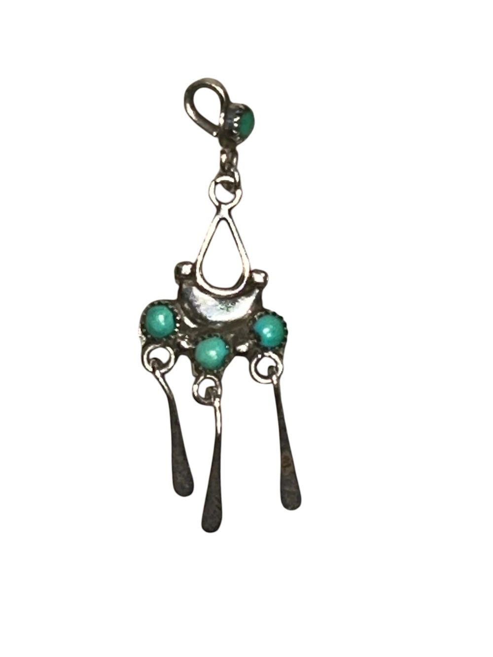 Vintage Native American Turquoise‎ Dangle Necklace Pendant Charm Sterling Silver